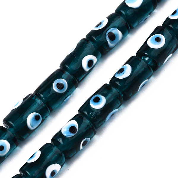 

PandaHall Handmade Evil Eye Lampwork Beads, Column, Dark Slate Blue, 14x10mm, Hole: 1.2mm, about 25pcs/strand, 13.98 inch(35.5cm) Lampwork...