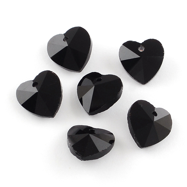 

PandaHall Transparent Glass Heart Pendants, Faceted, Black, 14x14x8mm, Hole: 1.5mm Glass Heart Black