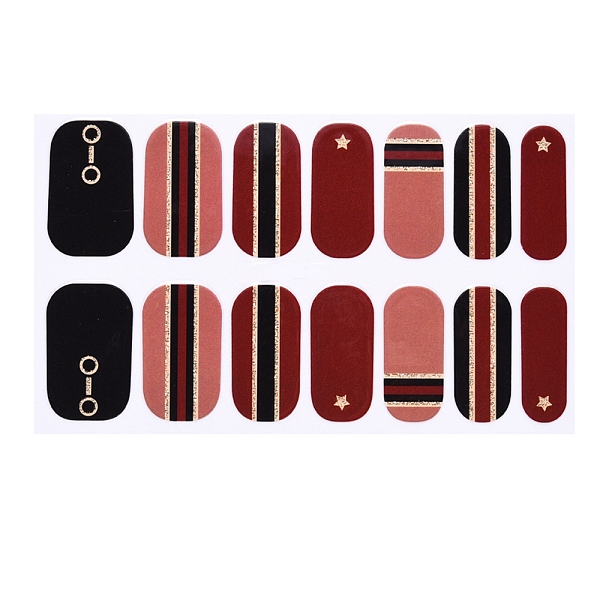 

PandaHall Fruit Floral Leopard Print Full Wrap Nail Polish Stickers, Self-Adhesive Glitter Powder Nail Decal Strips, with Free Manicure..., Brown