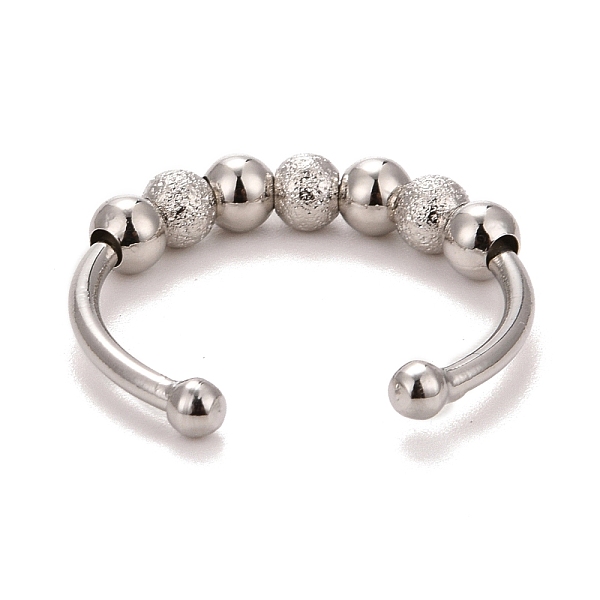

PandaHall Brass Rotating Beaded Cuff Rings, Lucky Open Ring for Men Women, Platinum, US Size 8 1/4(18.3mm) Brass