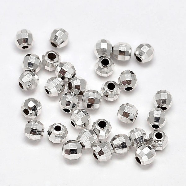 

PandaHall Faceted Round 925 Sterling Silver Beads, Silver, 3mm, Hole: 1.3mm, about 560pcs/20g Sterling Silver Round
