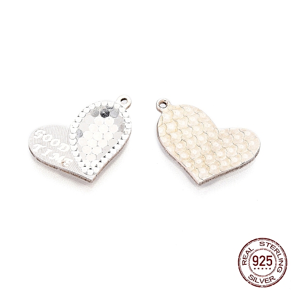 

PandaHall 925 Sterling Silver Charms, Heart with Good Time, for Valentine's Day, Silver, 9x14x1mm, Hole: 0.7mm Sterling Silver Heart