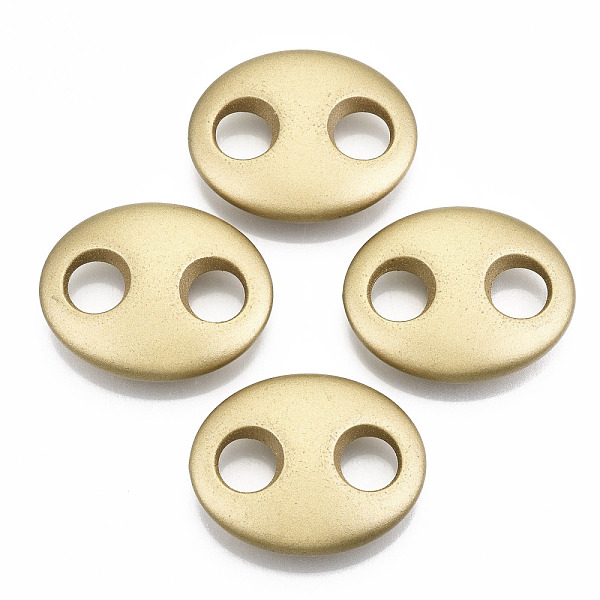 

PandaHall CCB Plastic Links Connectors, Coffee Beans, Matte Gold Color, 37.5x30x9.5mm, Hole: 9mm, about 98pcs/500g Plastic Oval