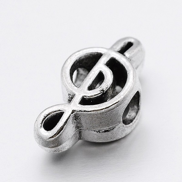 PandaHall Alloy Musical Notes Large Hole European Beads, Antique Silver, 18x10x7mm, Hole: 4mm Alloy Musical Instruments
