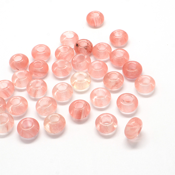 

PandaHall Cherry Quartz Glass European Large Hole Beads, Rondelle, 13~14x7~8mm, Hole: 5mm Cherry Quartz Glass Rondelle