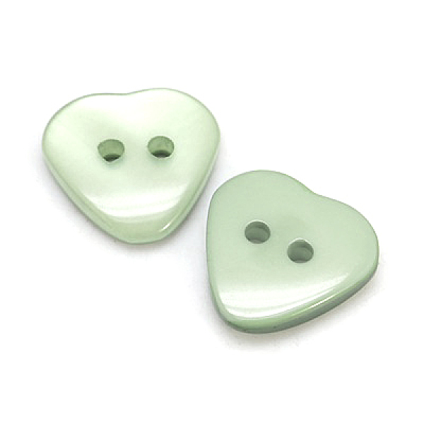 

PandaHall Resin Buttons, Dyed, Heart, Light Green, 13x12x3mm Resin Heart