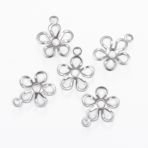 

PandaHall 304 Stainless Steel Charms, Flower, Stainless Steel Color, 11x9x1.5mm, Hole: 1mm 304 Stainless Steel Flower