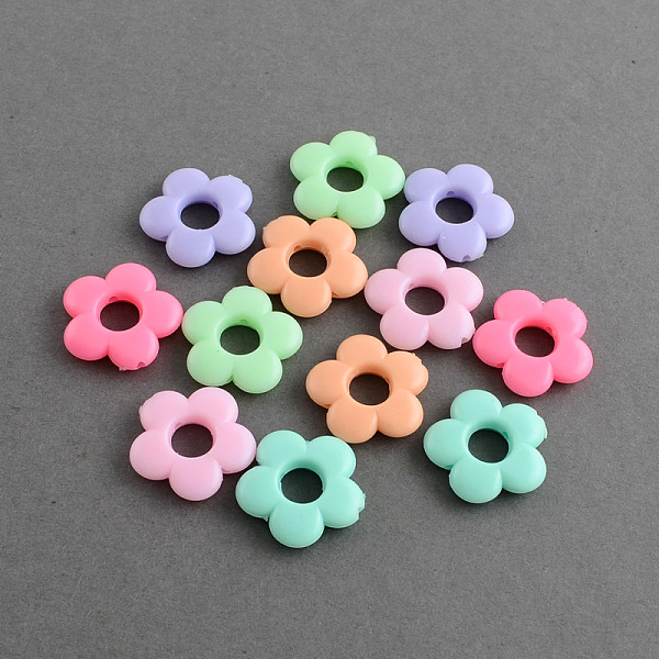 

PandaHall Flower Acrylic Bead Frames, Mixed Color, 19x18.5x4mm, Hole: 1.5mm, about 640pcs/500g Acrylic Flower Multicolor