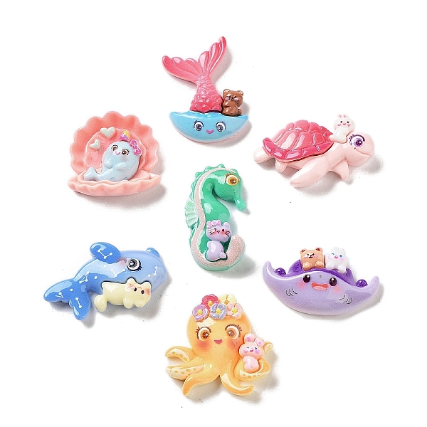 

PandaHall Ocean Theme Opaque Resin Decoden Cabochons, Sea Animals, Mermaid & Sea Horse & Turtle, Mixed Shapes, Mixed Color..., Multicolor