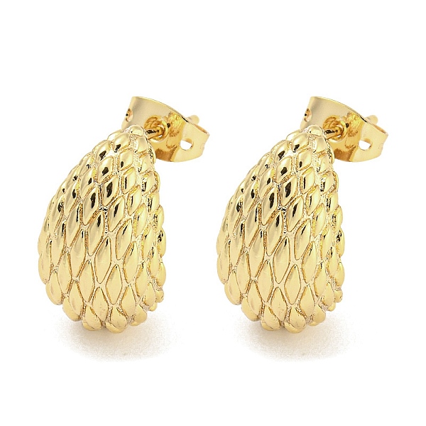 

PandaHall Brass Ear Studs, Teardrop, Real 18K Gold Plated, 17x10.5mm Brass Teardrop