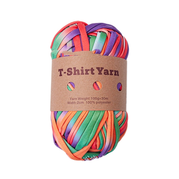 

PandaHall Polyester Cloth Yarn, For Hand Knitting Thick Thread, Crochet Cloth Yarn, Colorful, 20mm, about 32.81 Yards(30m)/Skein Polyester