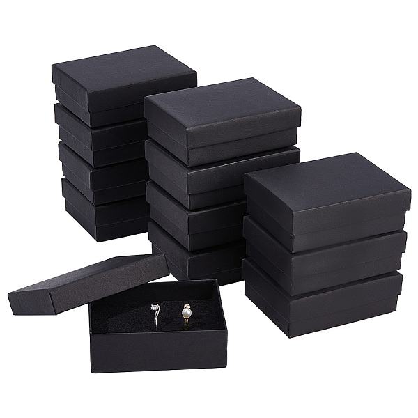 

PandaHall 12 Pcs Cardboard Jewelry Box, 3.5x2.7x1.22 Inch Jewelry Storage Case with Sponge Inside Small Gift Boxes with Lids Present..., Black