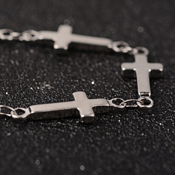 

PandaHall 304 Stainless Steel Decorative Chains, Soldered, with Cross Connector, Stainless Steel Color, 18.5x7x2mm 304 Stainless Steel