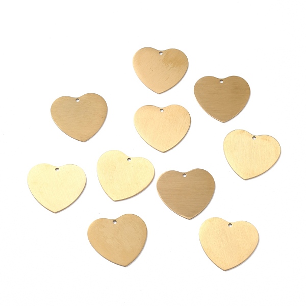 

PandaHall Ion Plating(IP) 304 Stainless Steel Pendants, Double Side Drawbench, Stamping Blank Tag, Heart, Golden, 27.5x30x1mm, Hole: 1.8mm...