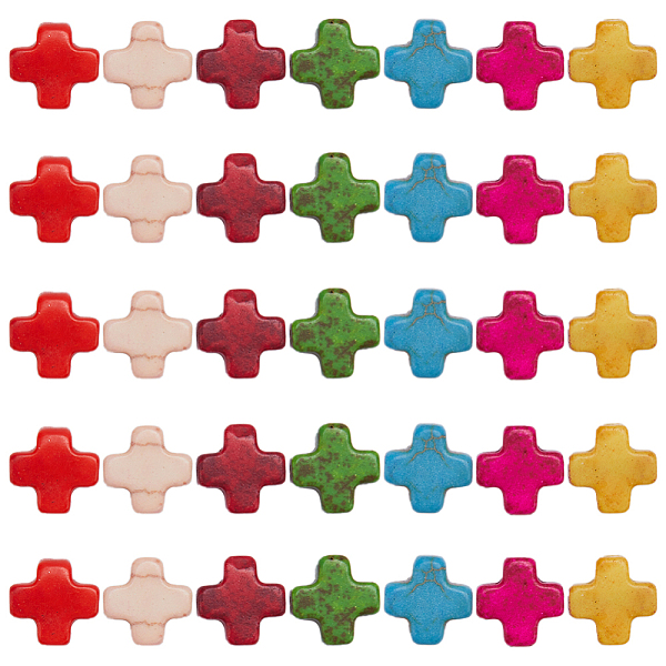 

PandaHall SUNNYCLUE 1 Box 250Pcs Cross Beads Mini Small Colorful Cross Charms Bulk Red Green Synthetic Turquoise Stone Cross Bead Tiny..., Multicolor