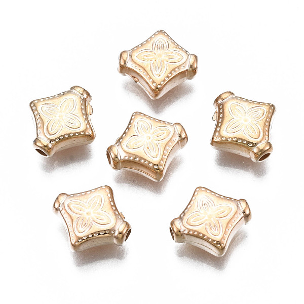 

PandaHall Plating ABS Plastic Beads, Rhombus, Light Gold Plated, 10.5x10x4mm, Hole: 1.6mm ABS Plastic Rhombus