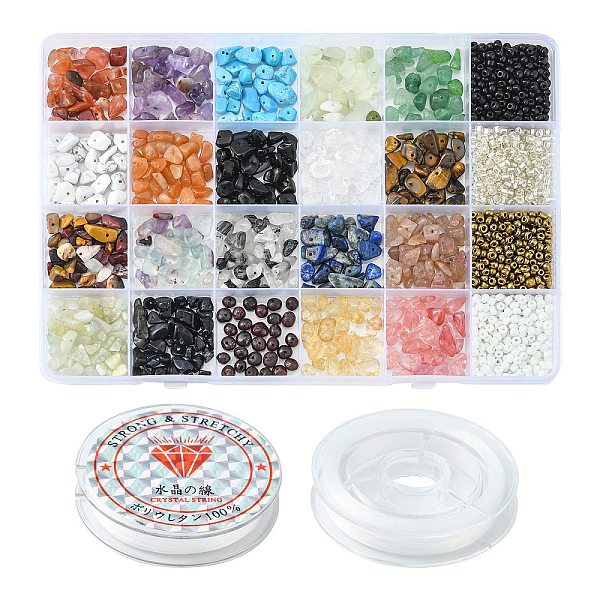 

PandaHall DIY Gemstone Stretch Bracelet Making Kit, Including Natural & Synthetic Mixed Stone Chips & Glass Seed Beads, Elastic Thread..., Multicolor