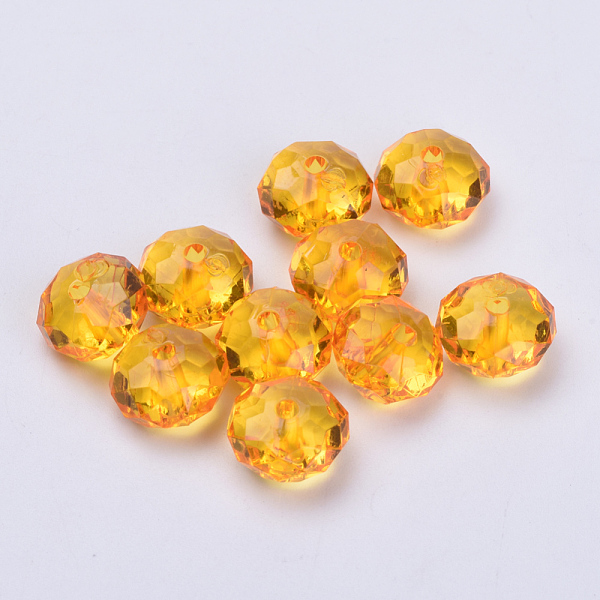 

PandaHall Transparent Acrylic Beads, Faceted, Rondelle, Orange, 11.5x7mm, Hole: 2mm, about 925pcs/500g Acrylic Rondelle Orange