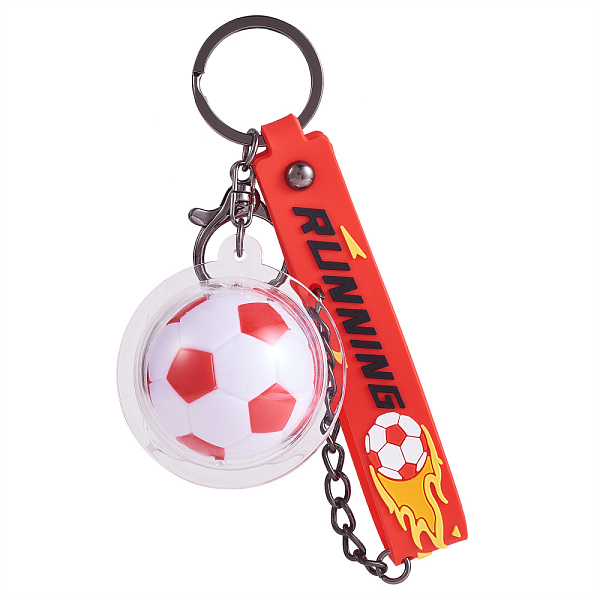 

PandaHall Soccer Keychain Cool Soccer Ball Keychain with Inspirational Quotes Mini Soccer Balls Team Sports Football Keychains for Boys..., Red