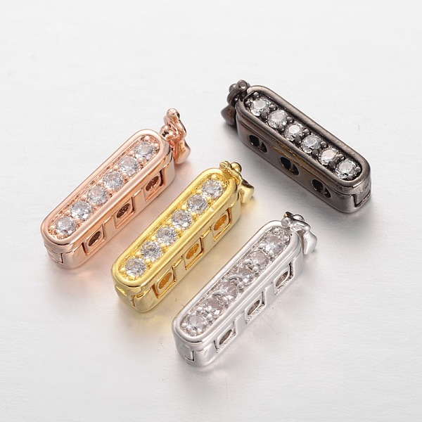 

PandaHall Rectangle Brass Micro Pave Cubic Zirconia Twister Clasps, Cadmium Free & Lead Free, Mixed Color, 19x5x7mm, Hole: 1.5mm Brass+Cubic...