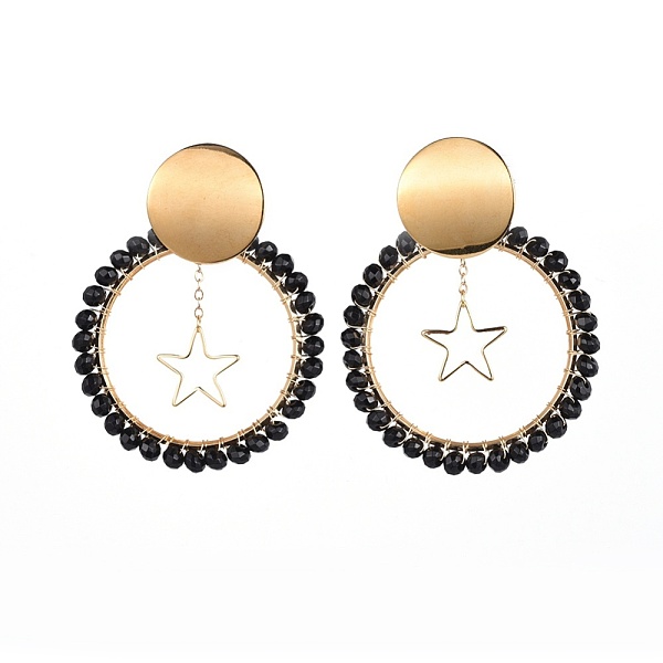 

PandaHall Dyed Natural Malaysia Jade Stud Earrings, with Brass, 304 Stainless Steel Stud Earring Findings and Ear Nuts/Earring Back, Black...