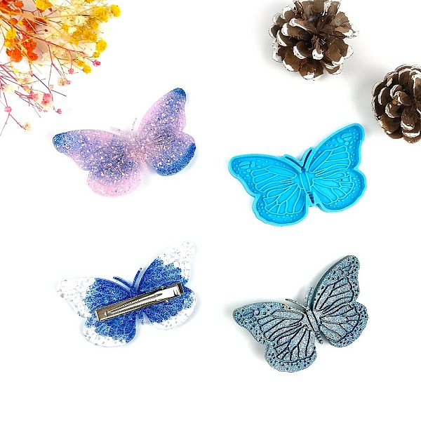 

PandaHall Butterfly Shaped Ornament Silicone Molds, Resin Casting Molds, for Hair Accessories Craft Making, Deep Sky Blue, 52x94x6mm...
