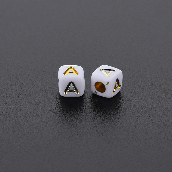 

PandaHall Opaque White Acrylic Beads, Metal Enlaced, Cube with Letters, Letter.A, 4.5mm, Hole: 2mm, about 5000pcs/500g Acrylic Letter A...