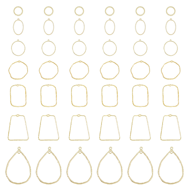 

PandaHall HOBBIESAY 42pcs 8 Style Alloy Linking Rings Light Gold Open Back Bezel Charms Geometric Hollow Frame DIY Resin Mmbossed Mixed...