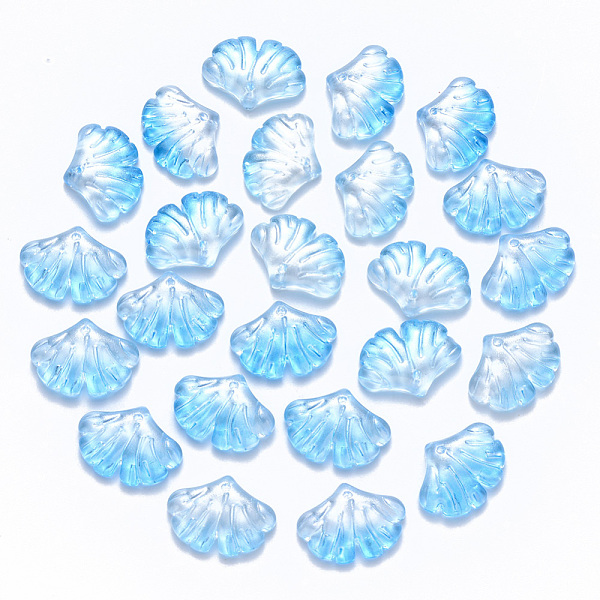 

PandaHall Two Tone Transparent Spray Painted Glass Pendants, with Glitter Powder, Ginkgo Leaf, Light Sky Blue, 15x20x4.5mm, Hole: 1.2mm...