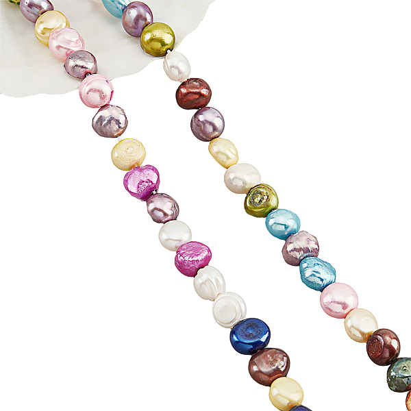 

PandaHall 2 Strands Natural Cultured Freshwater Pearl Beads Strands, Dyed, Two Sides Polished, Mixed Color, 7~8x7~10x4~6mm, Hole: 0.8mm..., Multicolor