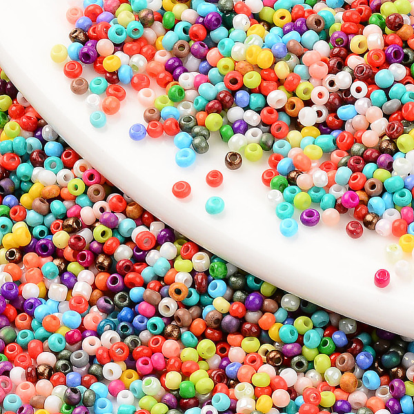 

PandaHall 8/0 Glass Seed Beads, Mixed Style, Round Hole, Round, Mixed Color, 8/0, 3~3.5x2~3mm, Hole: 1mm, about 450g/bag Glass Multicolor