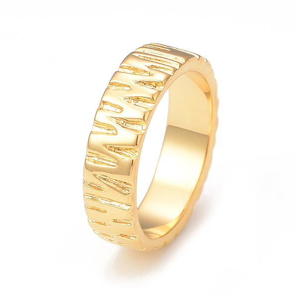 

PandaHall Ion Plating(IP) 304 Stainless Steel Grooved Finger Ring for Women, Real 14K Gold Plated, US Size 7 1/4(17.5mm) 304 Stainless Steel
