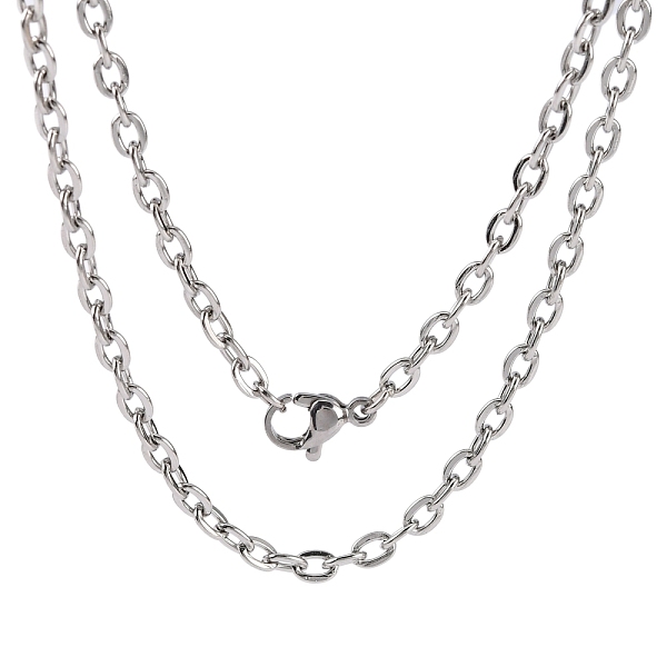

PandaHall 304 Stainless Steel Cable Chains for Necklace Making, with Lobster Claw Clasps, Stainless Steel Color, 23.6 inch(60cm) 304...