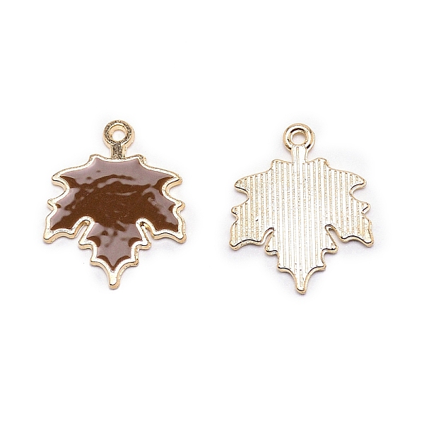 

PandaHall Zinc Alloy Enamel Pendants, Light Gold, Maple Leaf, Coconut Brown, 24x19x2mm, Hole: 1.6mm Alloy+Enamel Leaf