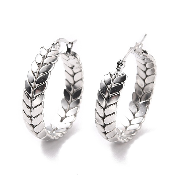 

PandaHall 201 Stainless Steel Leaf Wrap Hoop Earrings with 304 Stainless Steel Pin for Women, Stainless Steel Color, 33.5x30x7mm, Pin: 0.7mm...