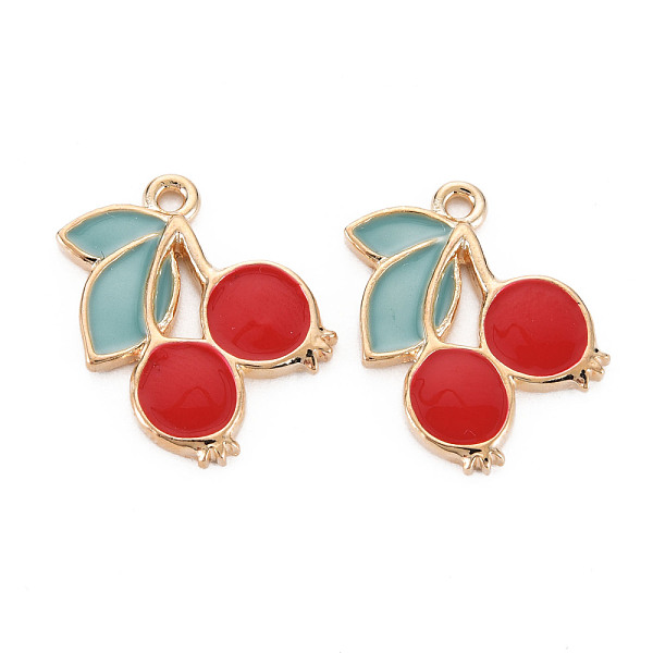 

PandaHall Rack Plating Alloy Pendants, Cadmium Free & Lead Free, Cherry, Crimson, 22x15.5x2mm, Hole: 1.6mm Alloy+Enamel Cherry Pink