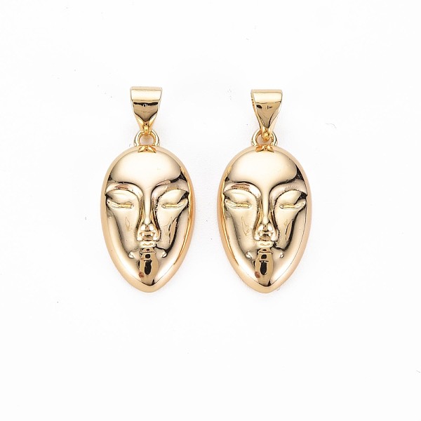 

PandaHall Brass Pendants, with Brass Snap On Bails, Nickel Free, Face, Real 18K Gold Plated, 20.5x11x4.5mm, Hole: 5x3.5mm Brass Human