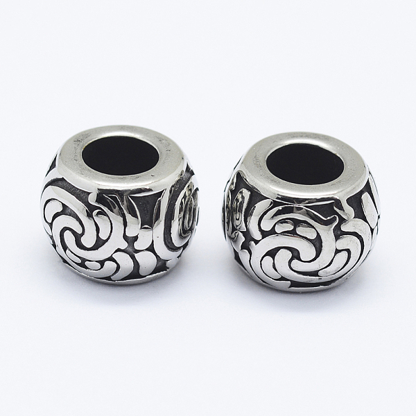 

PandaHall 304 Stainless Steel Beads, Large Hole Beads, Rondelle with Flower, Antique Silver, 12x9mm, Hole: 5.5mm 304 Stainless Steel...