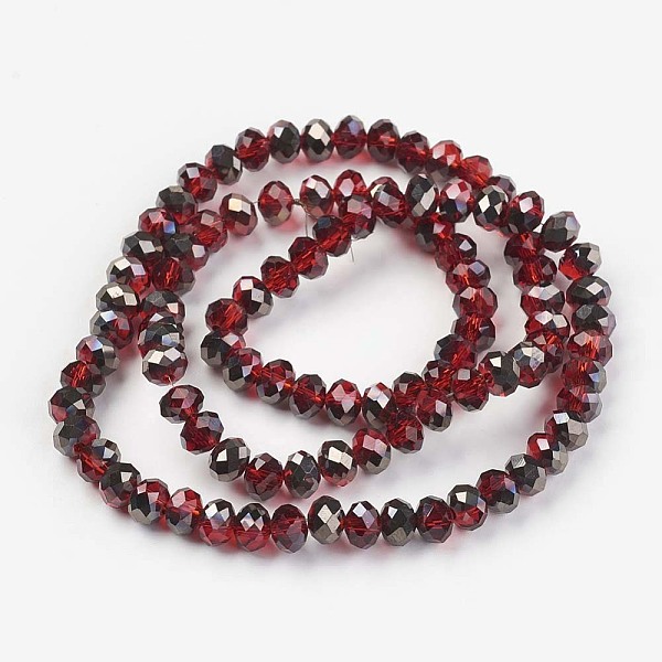 

PandaHall Electroplate Transparent Glass Beads Strands, Half Black Plated, Faceted, Rondelle, Dark Red, 3x2mm, Hole: 0.8mm, about...