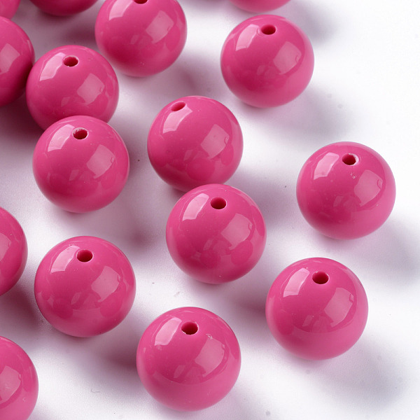 

PandaHall Opaque Acrylic Beads, Round, Camellia, 20x19mm, Hole: 3mm, about 111pcs/500g Acrylic Round Pink