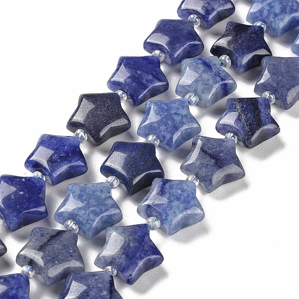 

PandaHall Natural Blue Aventurine Beads Strands, with Seed Beads, Puffed Star, 14~15.5x15~16x6.5~7mm, Hole: 1mm, about 24~25pcs/strand...