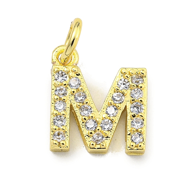 

PandaHall Letter Brass Micro Pave Clear Cubic Zirconia Pendants, Jump Ring, Real 18K Gold Plated, Letter M, 11x10.8x1.8mm, Jump Ring...