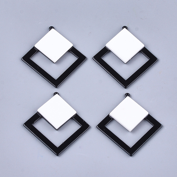 

PandaHall Cellulose Acetate(Resin) Big Pendants, Rhombus, White, 51x48x4mm, Hole: 1.6mm Cellulose Acetate Rhombus White