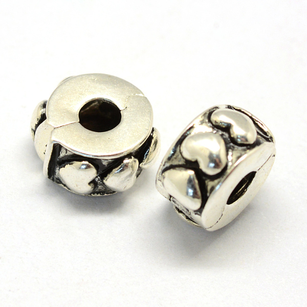 

PandaHall Alloy European Style Clasps, Column with Heart, Antique Silver, 11x6mm, Hole: 3mm Alloy Column