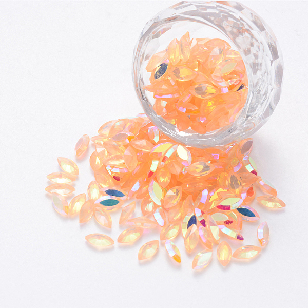 

PandaHall Transparent Resin Rhinestone Cabochons, Nail Art Decoration Accessories, AB Color Plated, Faceted Horse Eye, Orange, 8x4x2.5mm...