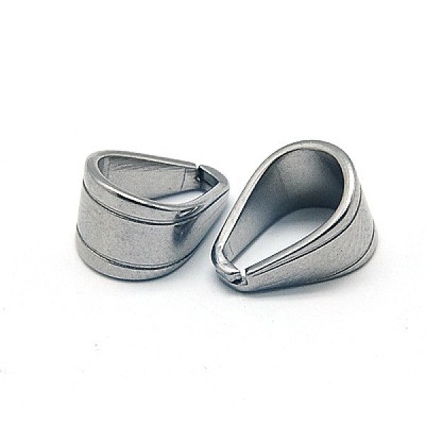 

PandaHall 304 Stainless Steel Snap on Bails, Stainless Steel Color, 11x7x8.5mm, Pin: 1.2mm 304 Stainless Steel