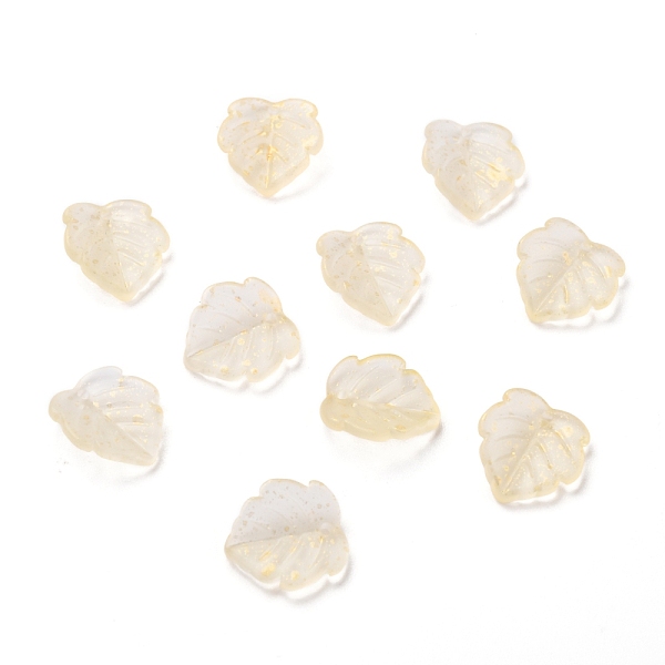 

PandaHall Transparent Glass Pendants, Strawberry Leaf, Frosted, Gold, 15x14x4mm, Hole: 1mm Glass Leaf Gold