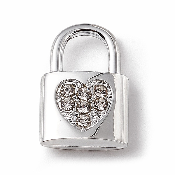 

PandaHall Alloy Crystal Rhinestone Pendants, Lock with Heart Charm, Platinum, 15x9.5x3.5mm, Hole: 5x5mm Alloy+Rhinestone Lock Clear