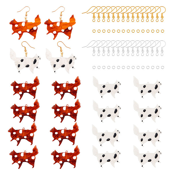 

PandaHall DIY Dangle Earring Making, 20Pcs 2 Colors Translucent Cellulose Acetate(Resin) Cat Pendants, with Brass Earring Hooks & Jump..., Multicolor