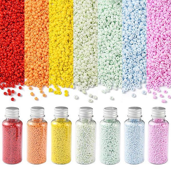 

PandaHall 23338Pcs 7 Style Round Glass Seed Beads, Opaque Colours Seed, Small Craft Beads for DIY Jewelry Making, Mixed Color, 2~3x1.5~2mm..., Multicolor